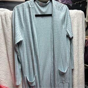 LuLaRoe Sarah large long lightweight sweater. Light blue